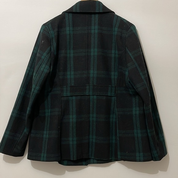 Old Navy Classic Plaid Double Breasted Wool Blend Pea Coat Large - Picture 6 of 6